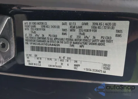 2014 Ford Escape Titanium из США, поврежденный, VIN 1FMCU0JX1EUA44226